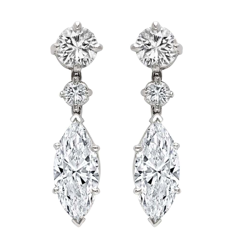 Pragnell Brilliant and Marquise Cut Diamond Drop Earrings — UFO No